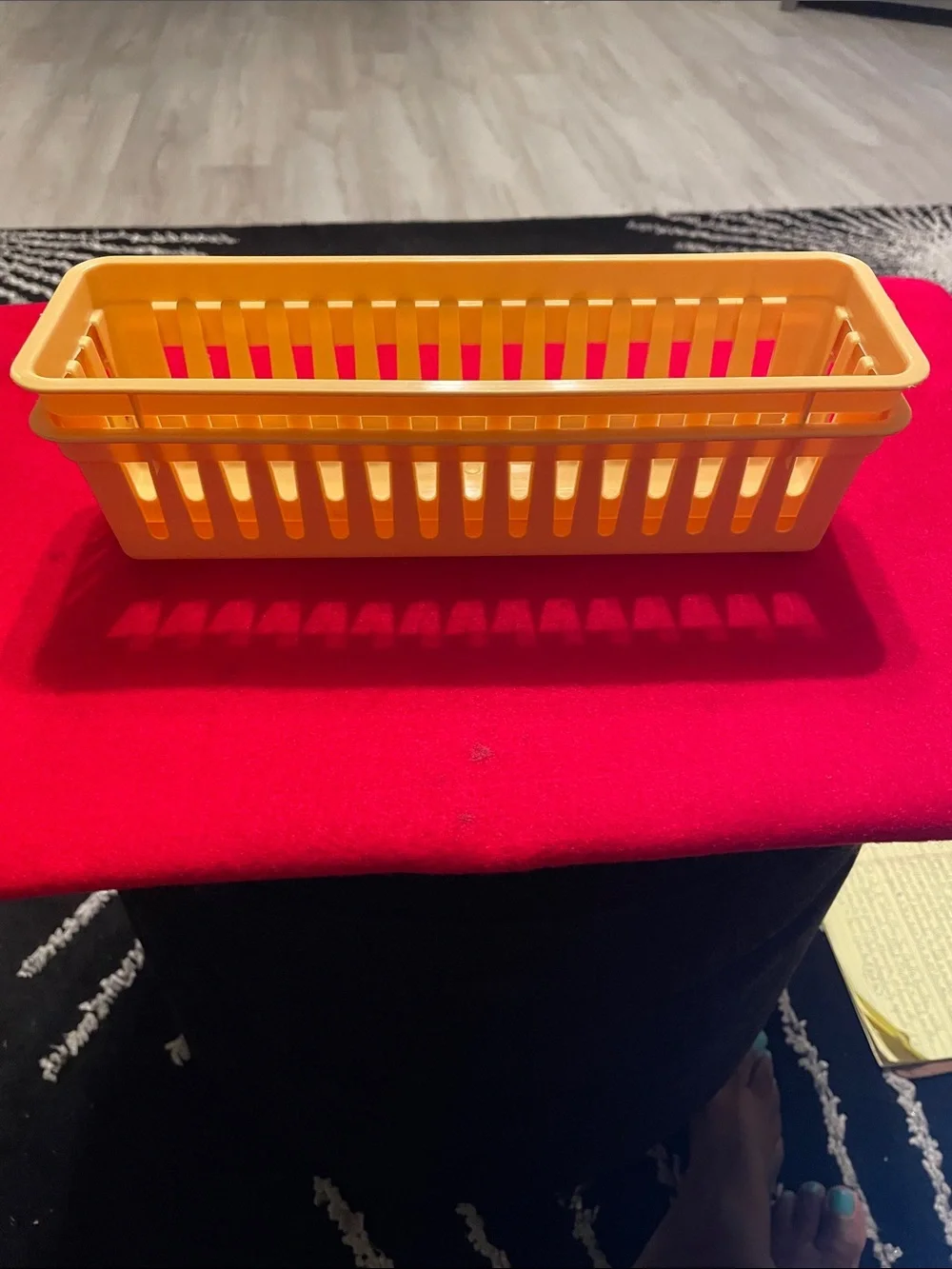 Set of Two Slim Plastic Storage Trays-Gold